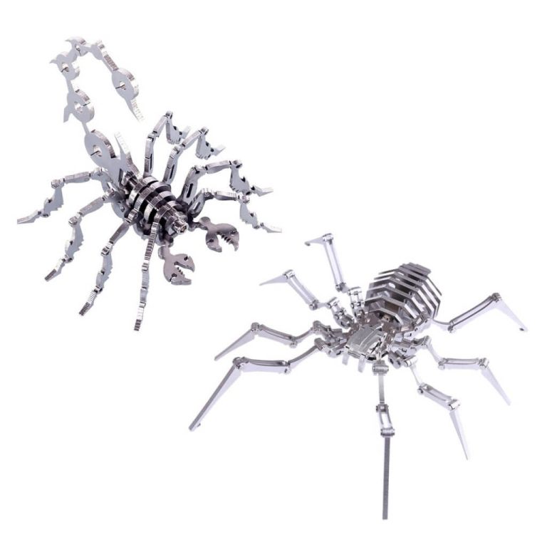 2pcs Scorpions & Spider King Puzzle Model: DIY 3D Stainless Steel Metal Sculpture Kit