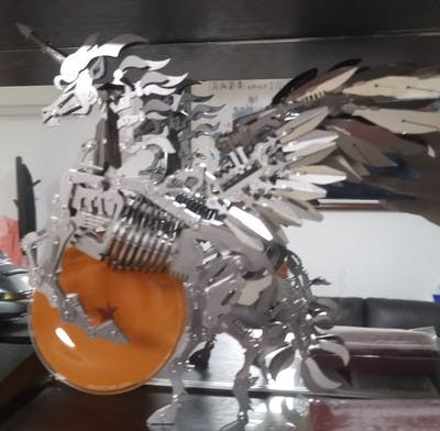 DIY 3D Assembly Metal Large Unicorn with Wing Puzzle Model photo review