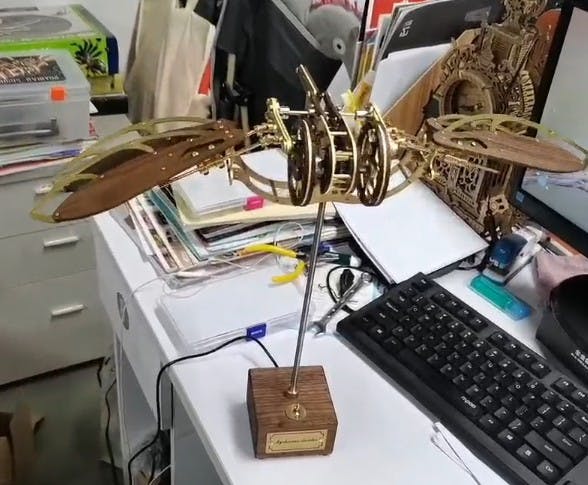 Collectable Dynamic Mechanical Mystery Dragonfly DIY Metal Wooden 3D Aircraft Puzzle Model photo review