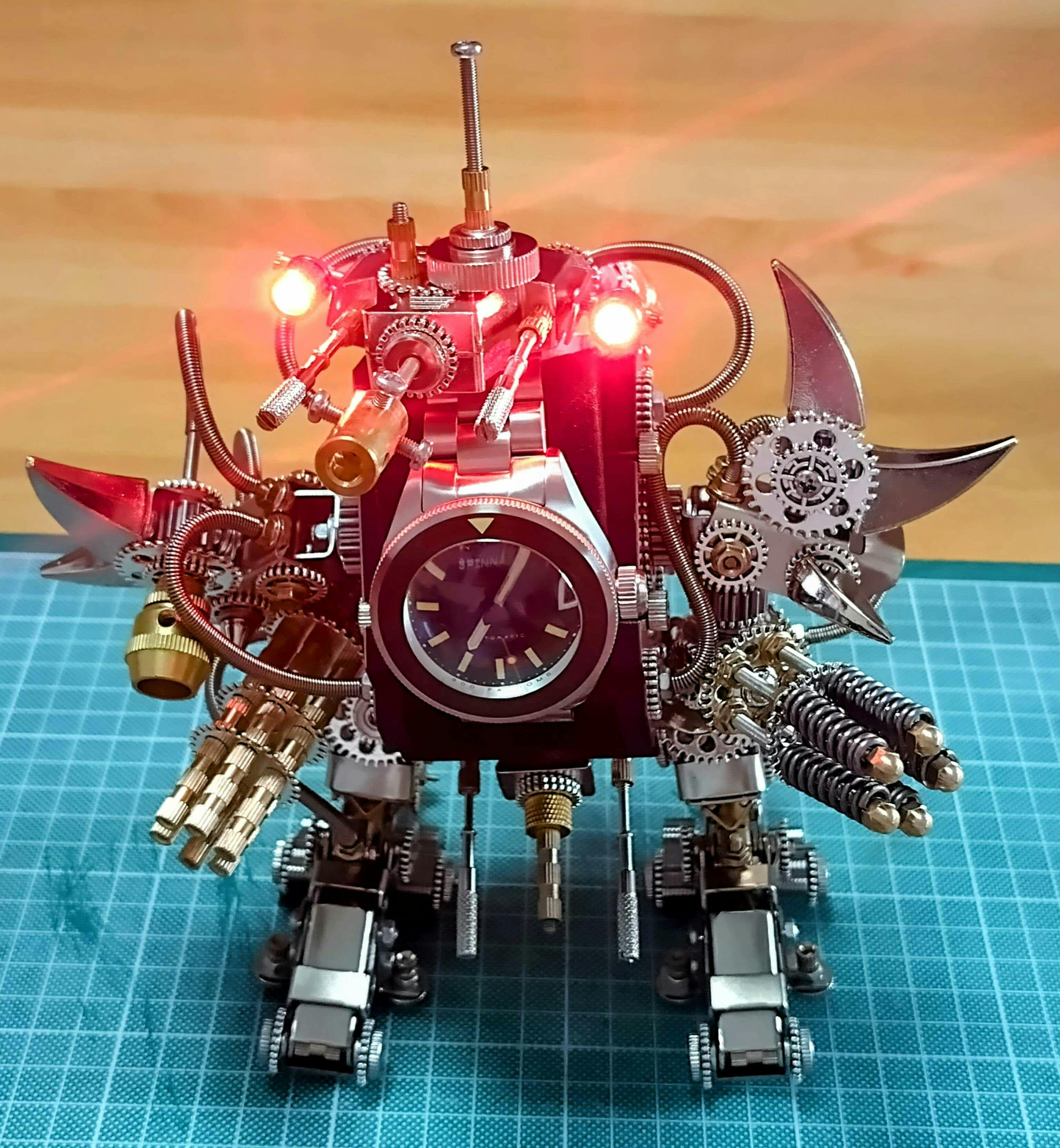 Taurus Robot Watch Stand Holder 3D Assembly Metal Fighting Mecha Action Figure for Clock Collector photo review
