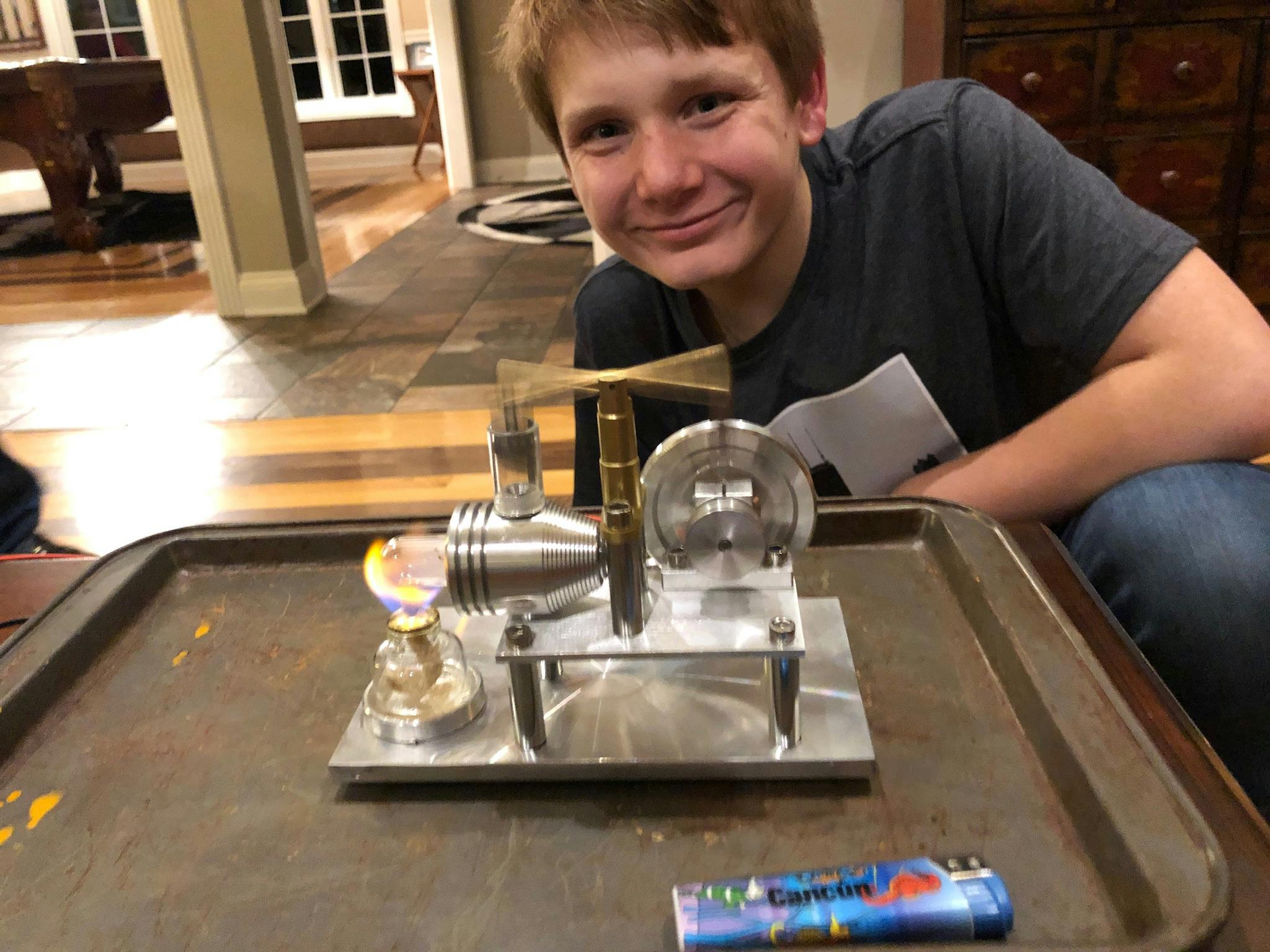 Hot Air Stirling Engine Model with Colorful LED Electricity Generator photo review