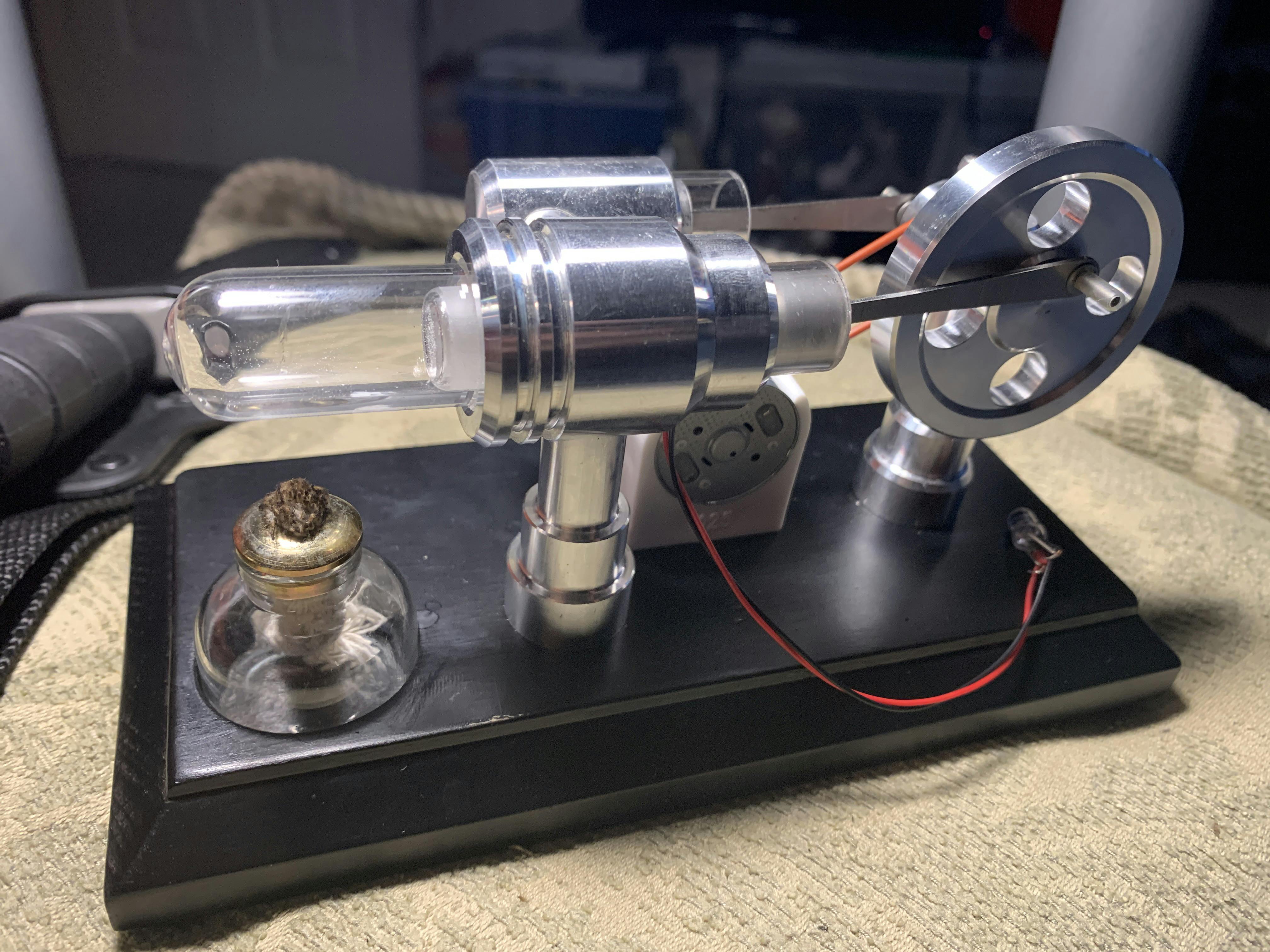 Stirling Engine Experiment Kit - Double Cylinder Stirling Engine Generator with Colorful LED photo review