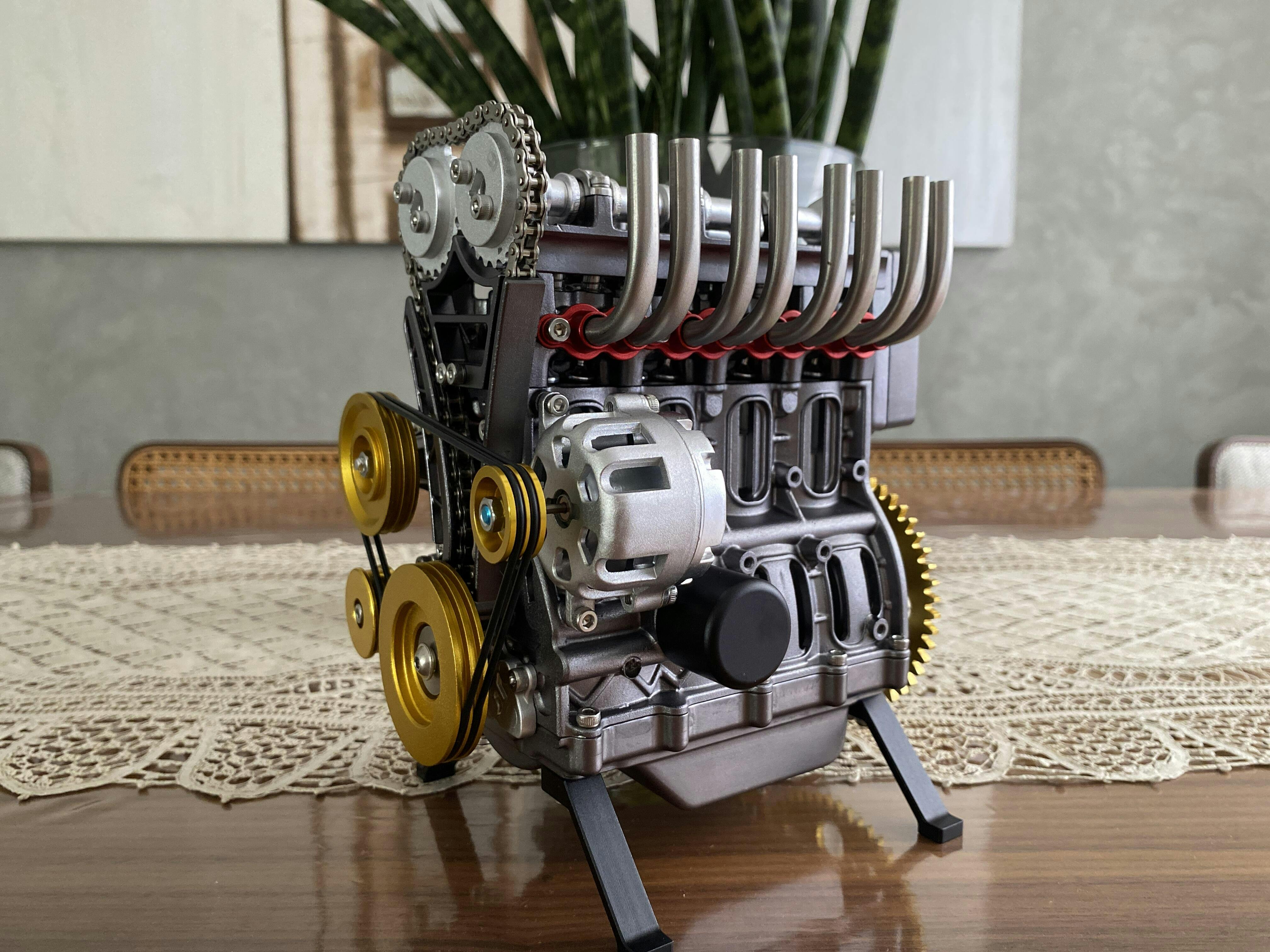 Teching Engine Assembly Kit: Full Metal 4-Cylinder Car Engine Building Kit for STEM Education and Gift Collection - Enginediy photo review